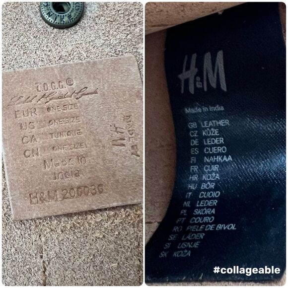 H&M L.O.G.G. Tan Leather Mini Crossbody Bag Minimalist Purse Concert Festival - Picture 9 of 9